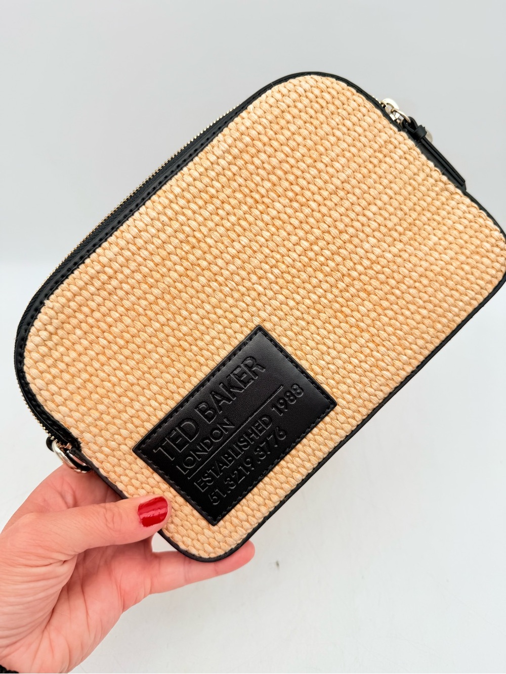 Ted Baker Cream Woven Crossbody with Black Trim